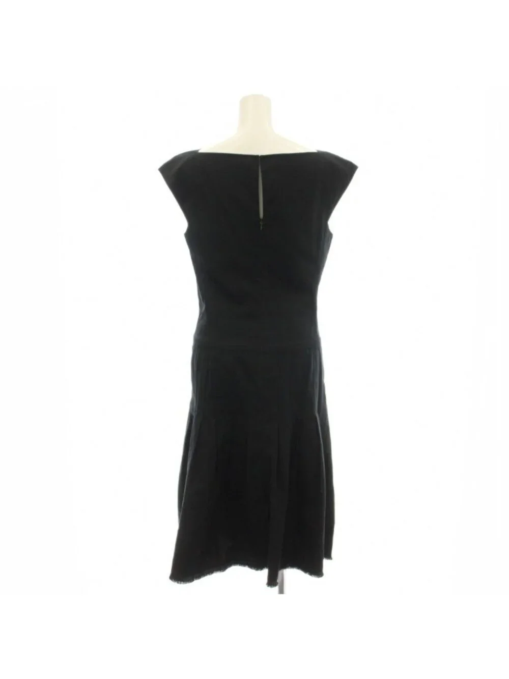 Chanel Sleeveless Dress Knee Length Cut Off Slit 36 Black